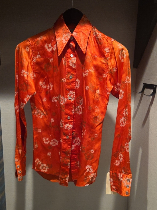 H Bar C Tops - Women's Vintage Western H Bar C Orange Floral Satin Pearl Snap Shirt